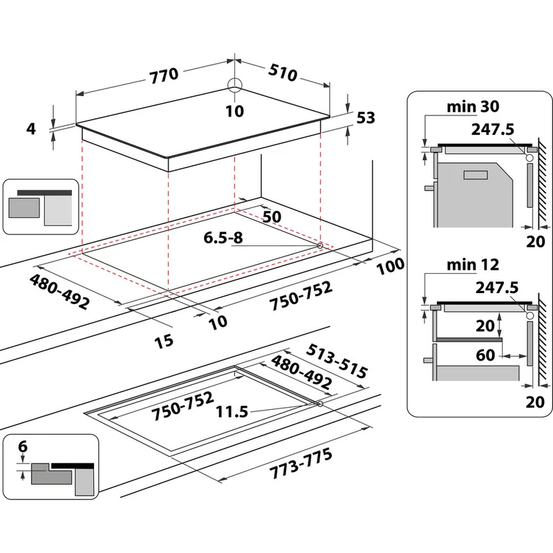 Whirlpool SMP 778 C/NE/IXL beépíthető indukciós lap iXelium™ 77cm