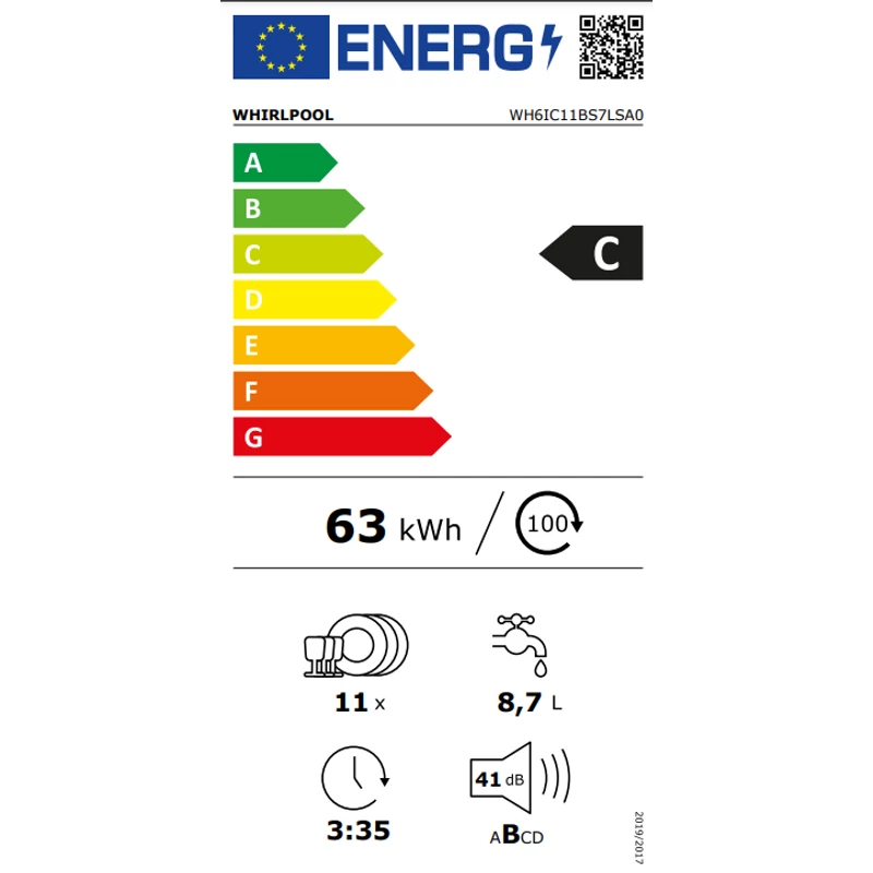 Whirlpool WH6IC11BS7LSA0 Beépíthető mosogatógép