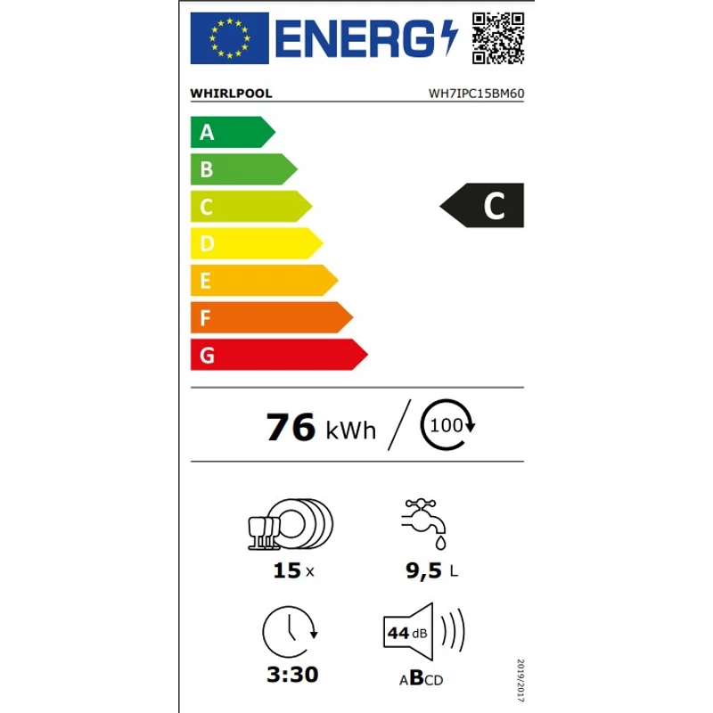 Whirlpool WH7IPC15BM60 Beépíthető mosogatógép