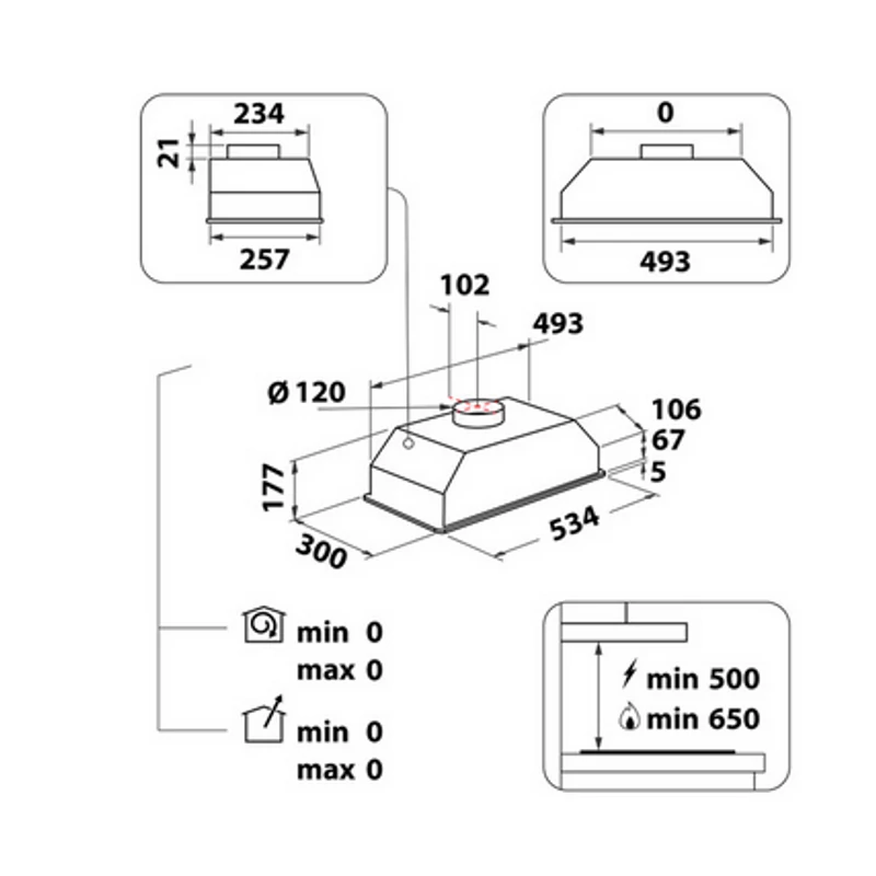 WHIRLPOOL WCT 64 FLY X Beépíthető Páraelszívó