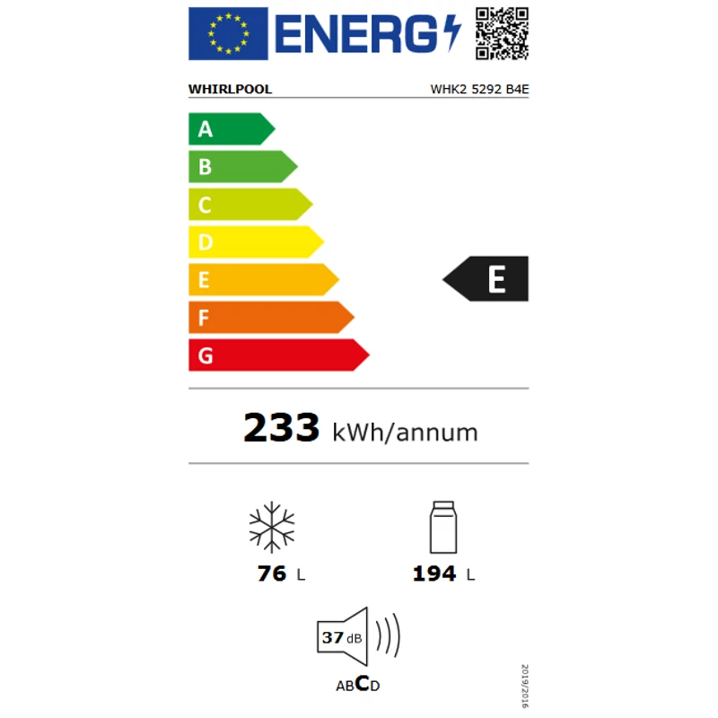 Whirlpool WHK2 5292 B4E Dual No Frost beépíthető hűtőszekrény 178 cm