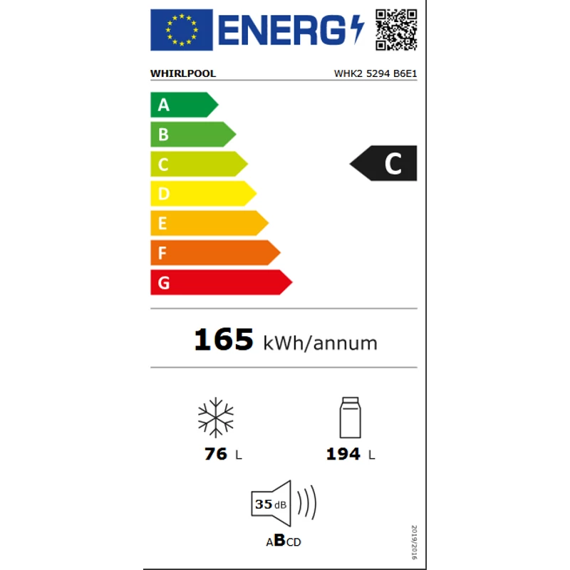 Whirlpool WHK2 5294 B6E1 Dual No Frost beépíthető hűtőszekrény 178cm 