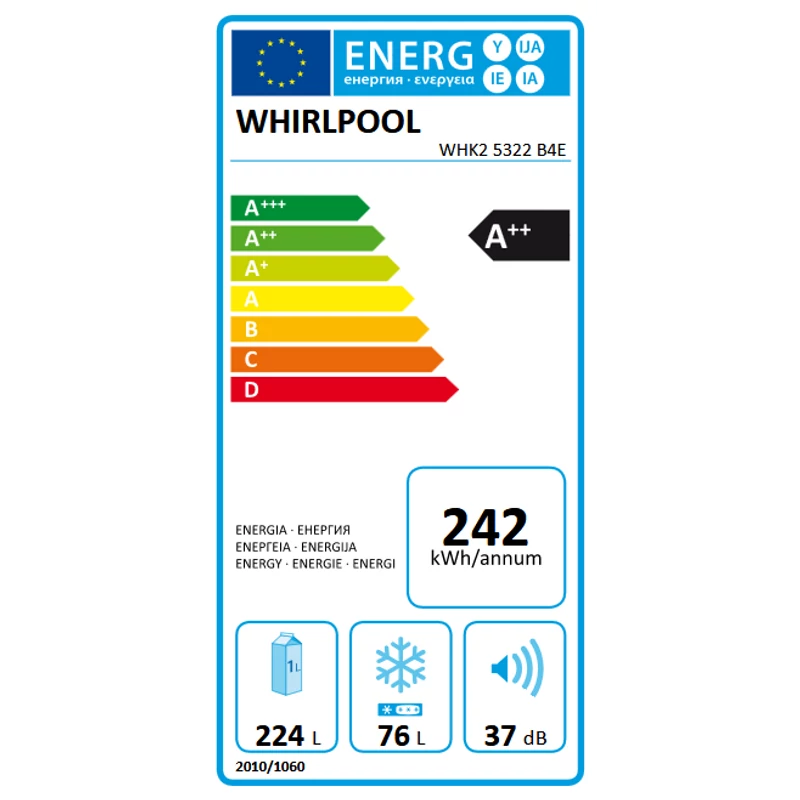 Whirlpool WHK2 5322 B4E Dual No Frost beépíthető hűtőszekrény