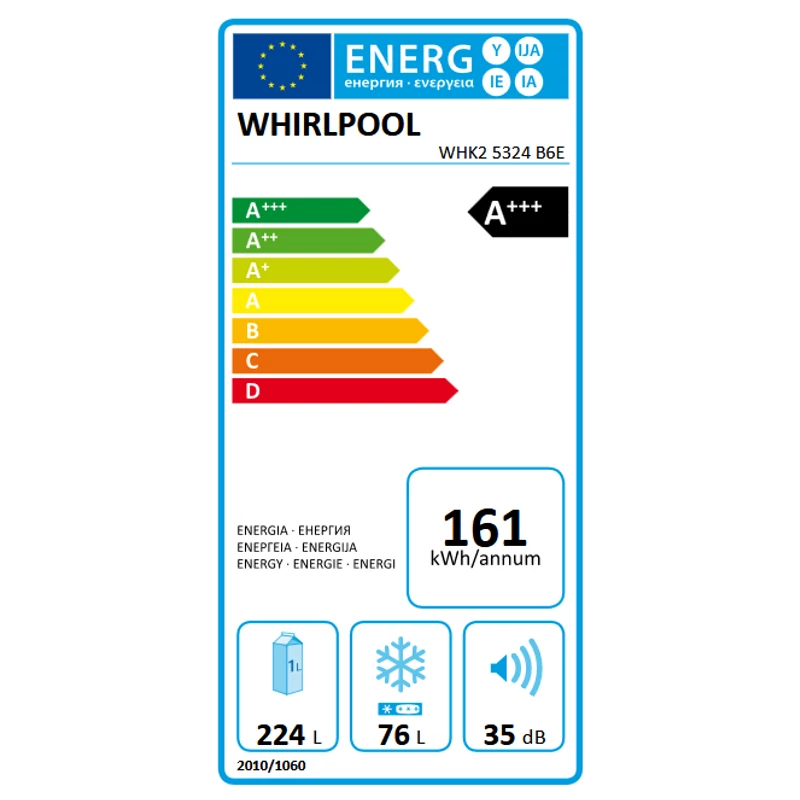 Whirlpool WHK2 5324 B6E Dual No Frost beépíthető hűtőszekrény