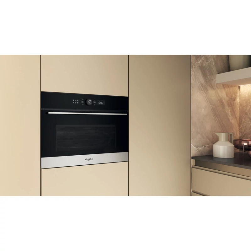 Whirlpool WMW57DHMX beépíthető Kombi mikrohullámú sütő fekete/acél 45cm