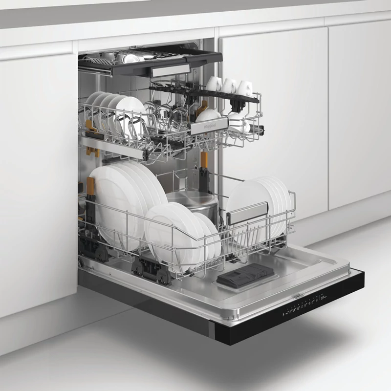 Whirlpool W7U HS61BS  pult alá építhető mosogatógép Black Stain előlappal