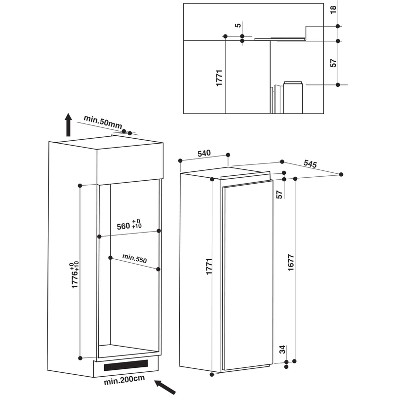 WHIRLPOOL Beépíthető Hűtőszekrény ARG18070