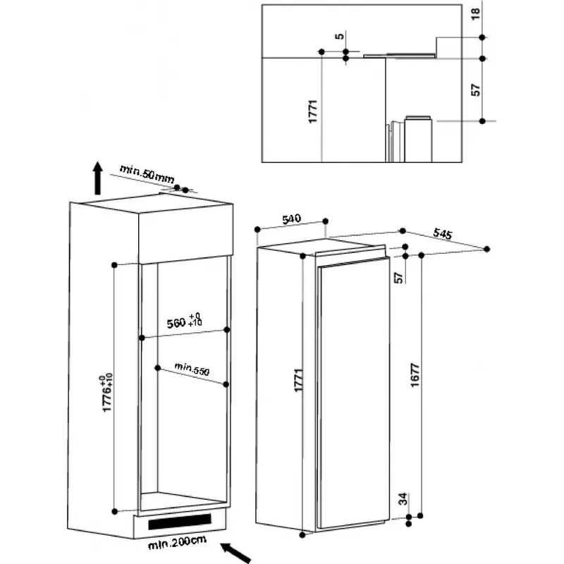 WHIRLPOOL Beépíthető Hűtőszekrény ARG18081