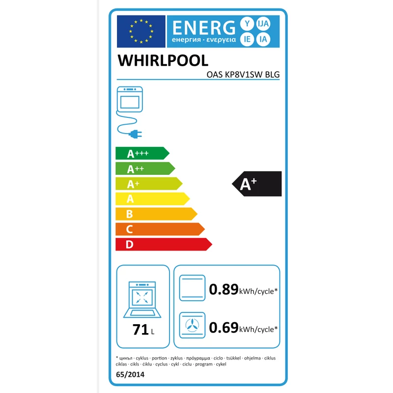 WHIRLPOOL BEÉPÍTHETŐ SÜTŐ OAS KP8V1SW BLG Gőz sütési funkcióval
