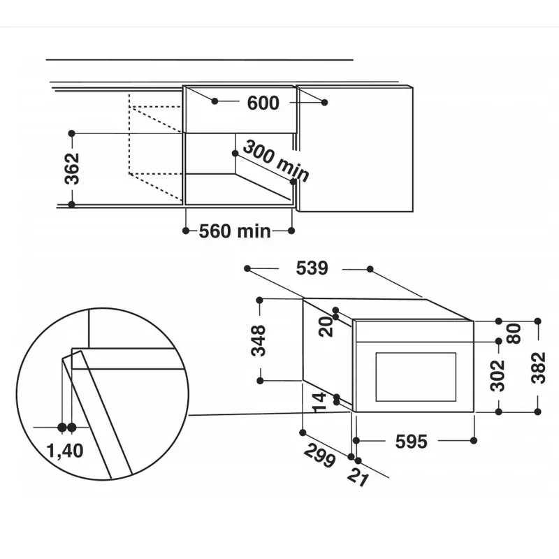 WHIRLPOOL AMW 423IX Beépíthető Mikrohullámú Sütő